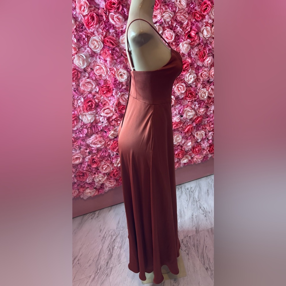 Bold Rust Slip Dress With Spaghetti Straps